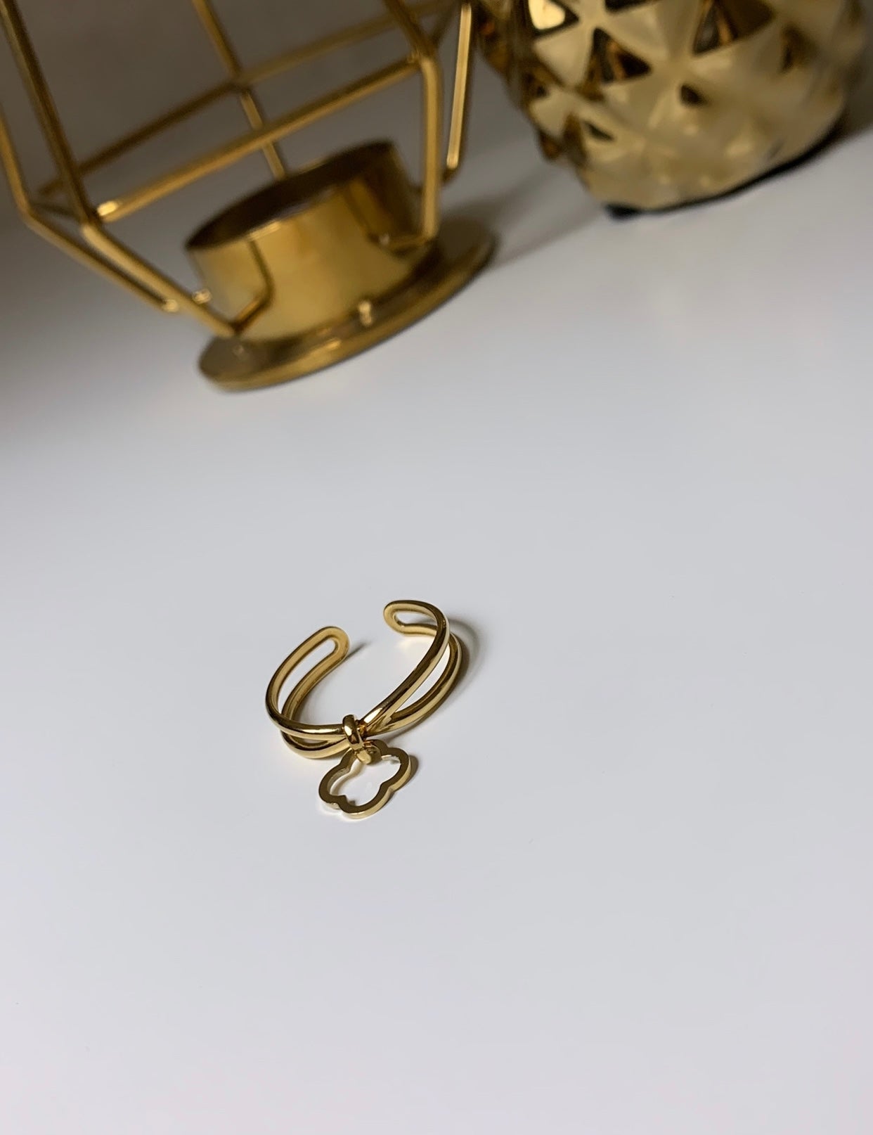Bague Double rangs Pendentif trèfle
