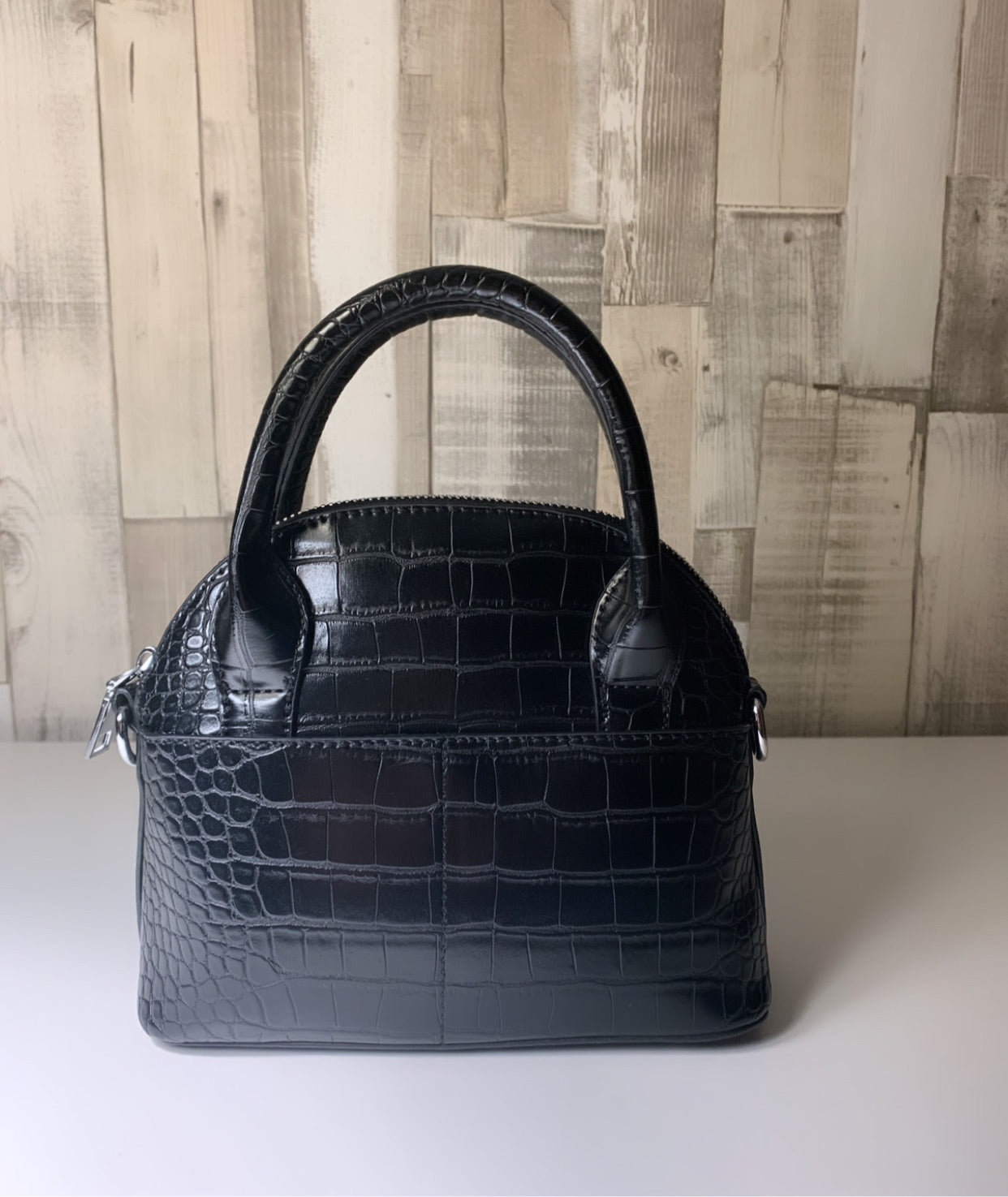 Sac Bandoulière Sac A Main Femme Noir Croco Petit Sac Bandoulière