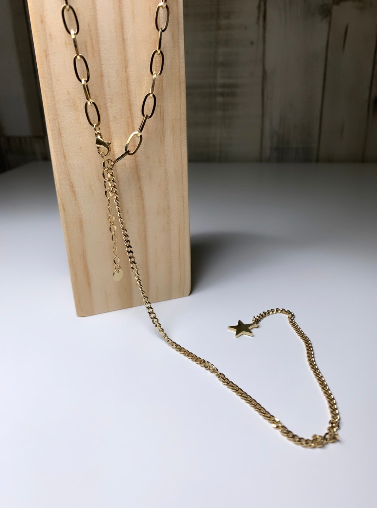 Collier cadenas et clé avec chaîne étoile pour le dos
