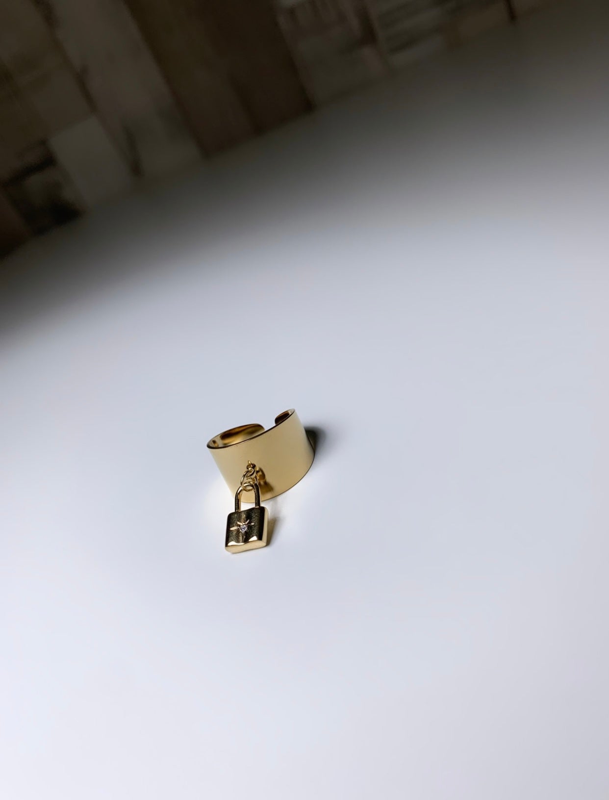 Bague cadenas doré