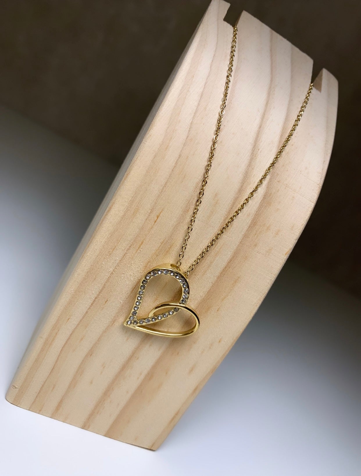 Collier double coeur cristaux