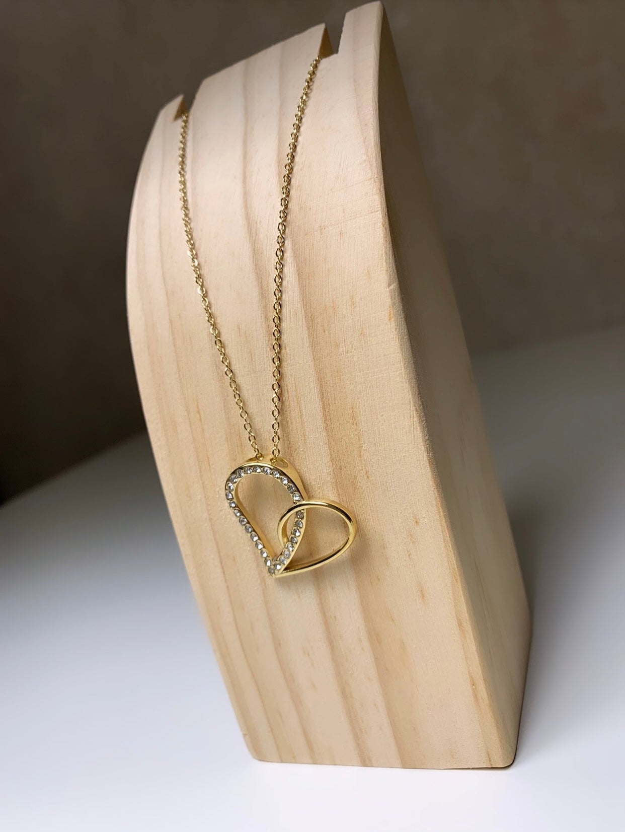 Collier double coeur cristaux