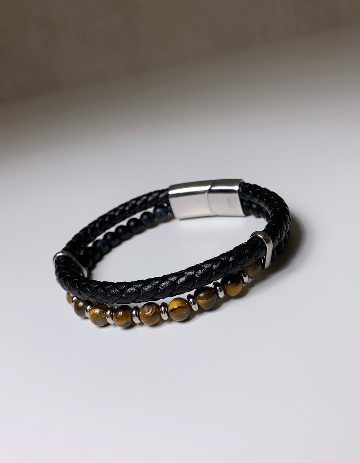 Bracelet Homme cuir & acier inoxydable