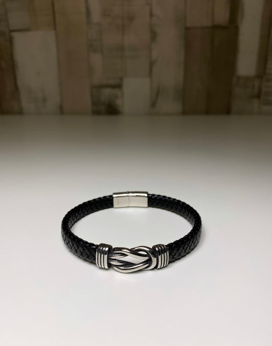 Bracelet Homme en cuir tressé Noir