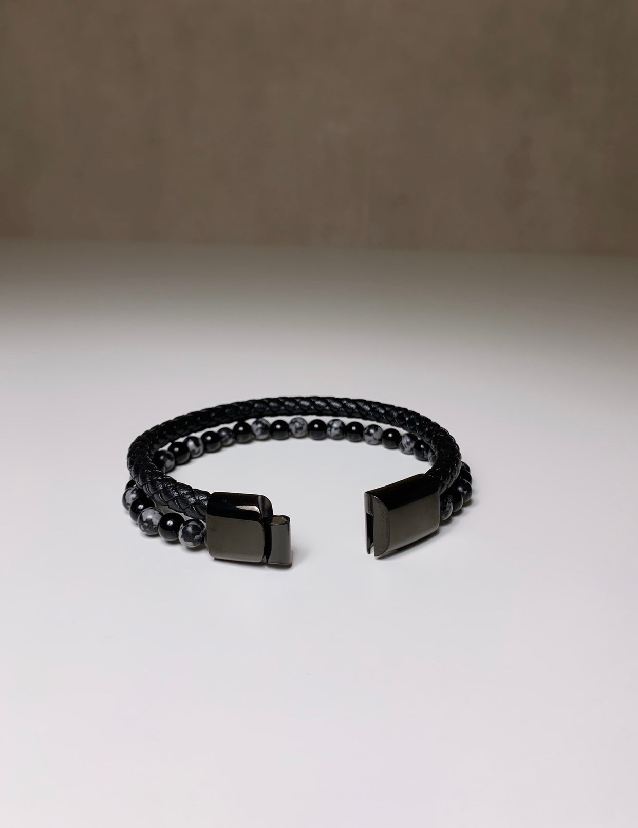 Bracelet Homme en cuir & acier inoxydable