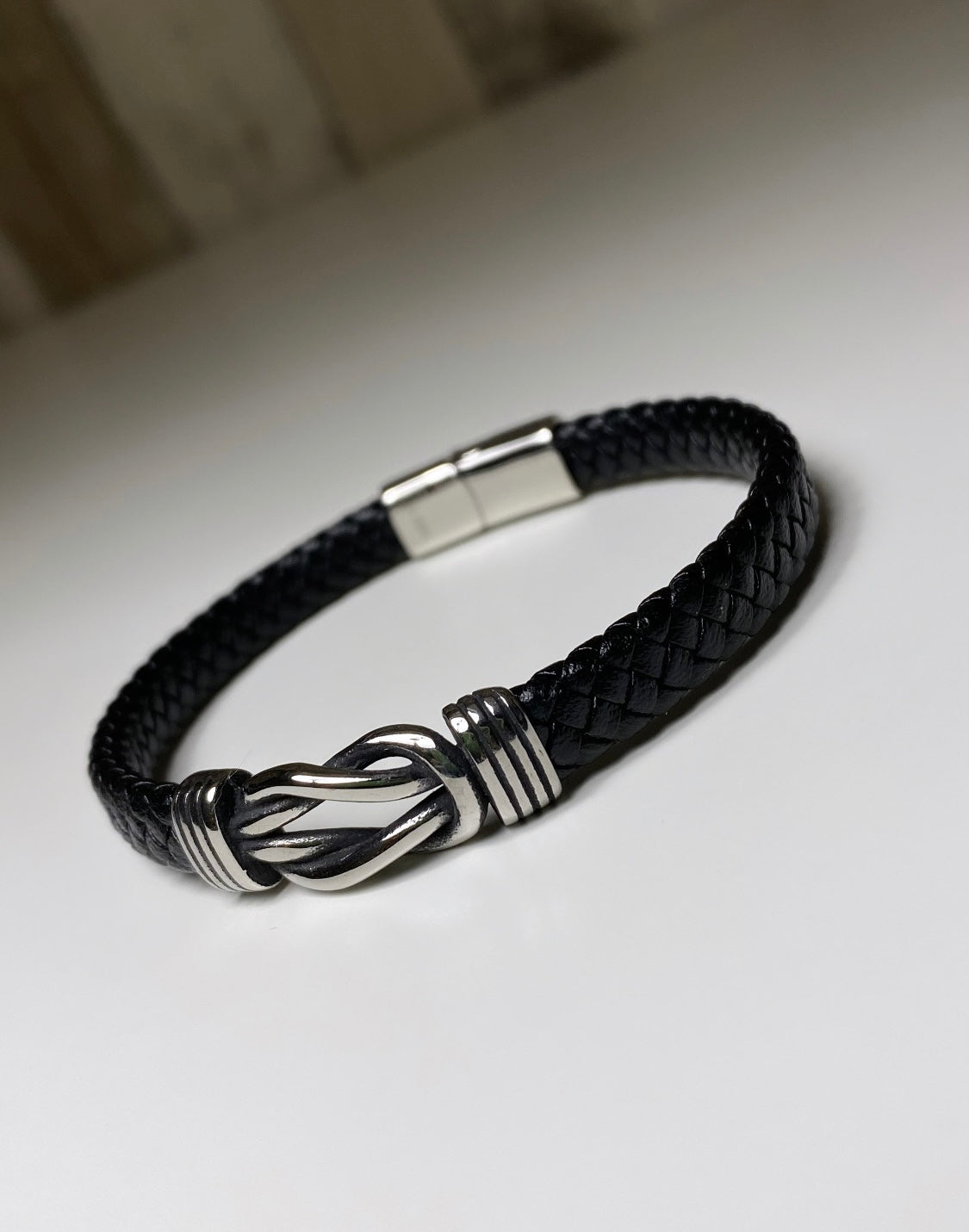 Bracelet Homme en cuir tressé Noir