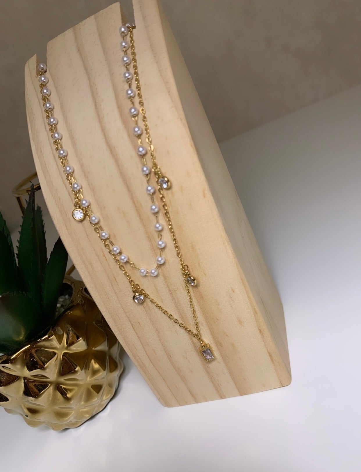 Collier double perles douce