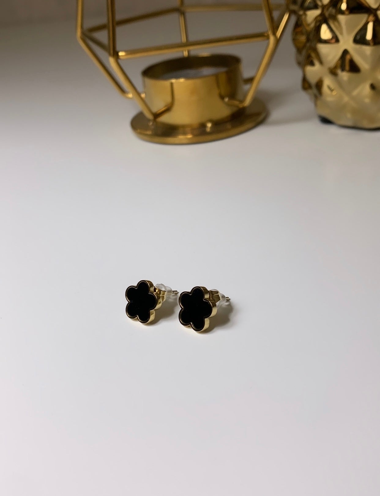 Boucles d’oreilles trèfle Noir