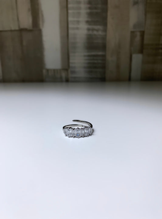 Bague plusieurs diamants argenté