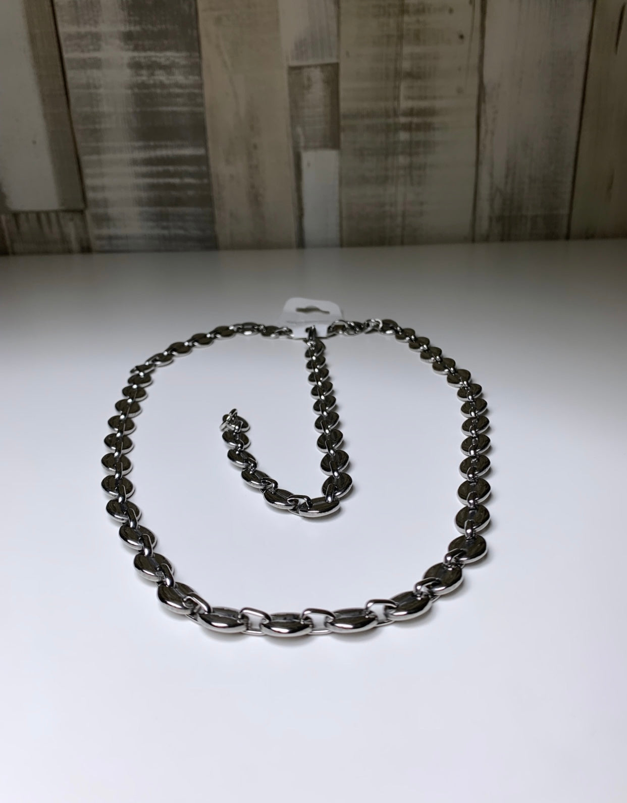 Ensemble collier et gourmette grain de café grosse maille