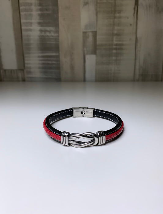 Bracelet homme en cuir & acier inoxydable