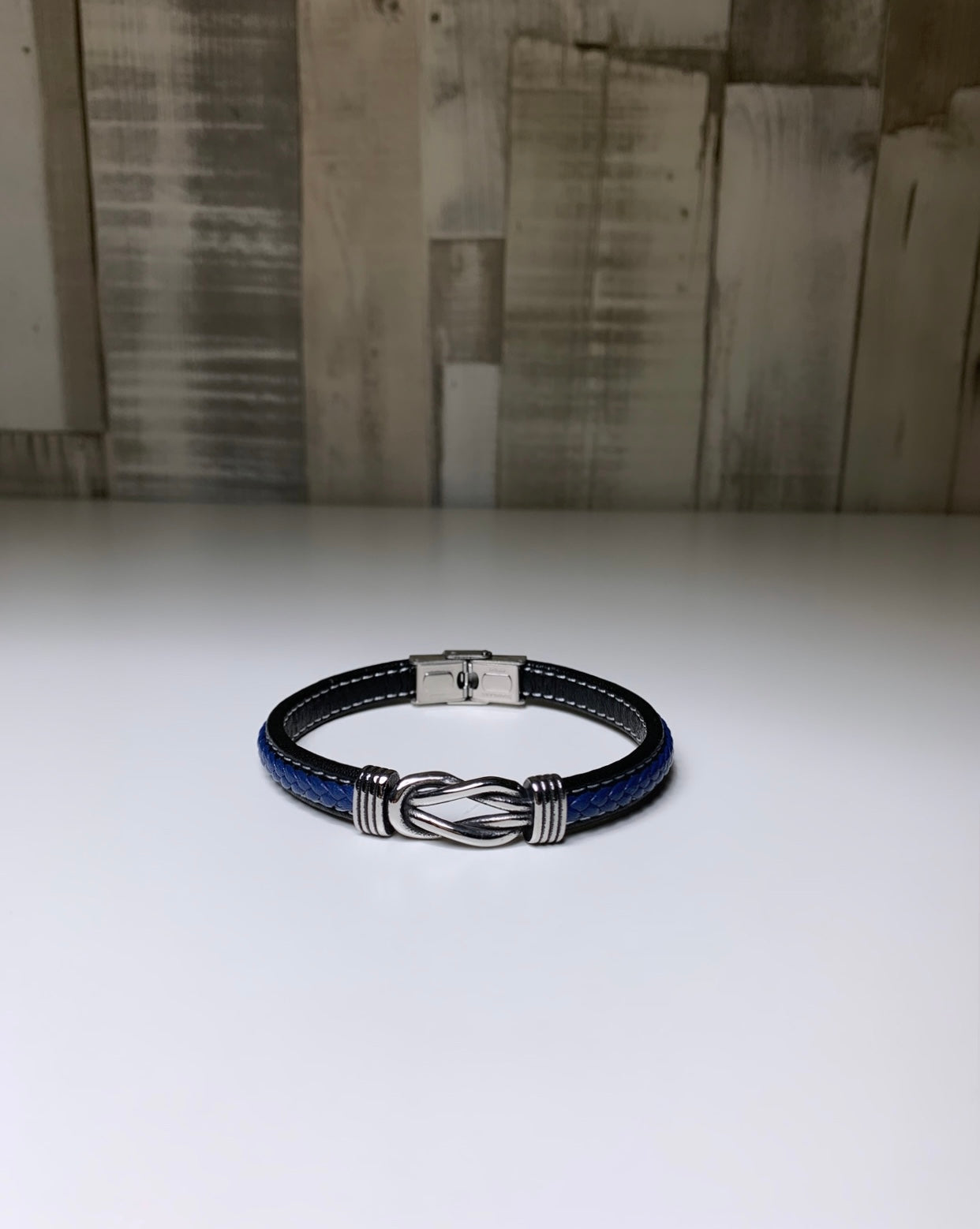 Bracelet homme en cuir & acier inoxydable